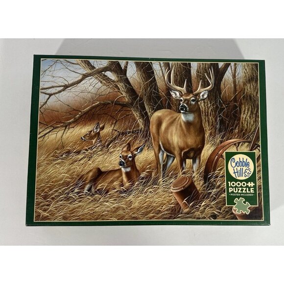 Cobble Hill Rustic Retreat Deer Buck Jigsaw Puzzle 1000 Pieces Complete Nature - Picture 1 of 9